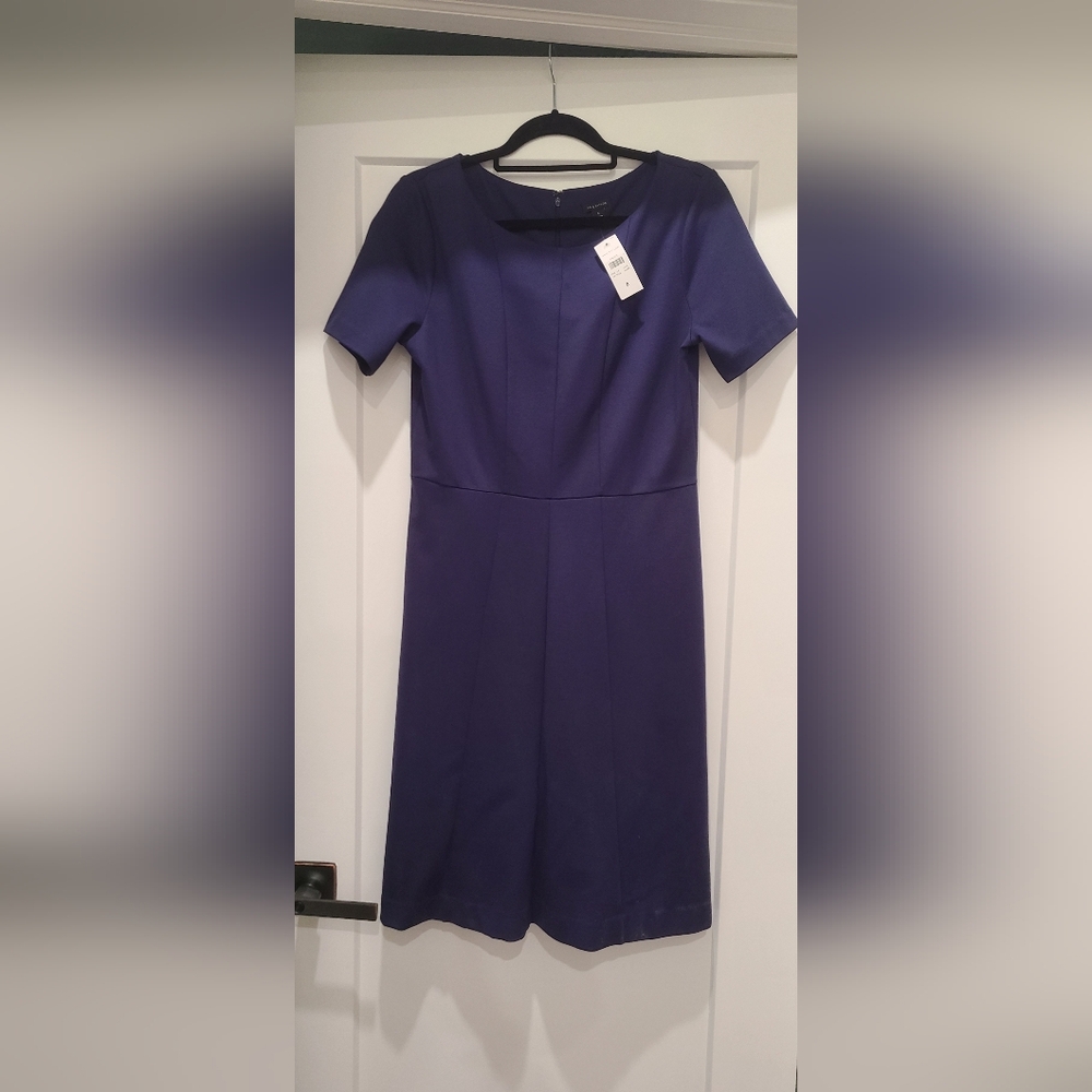 Ann Taylor Blue Sheath Mini Dress Crew Neck